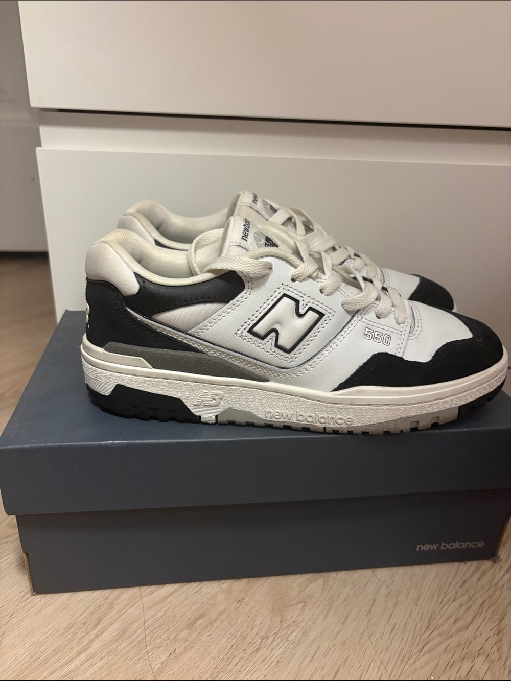 New Balance 550 Sneakers in White and Black
